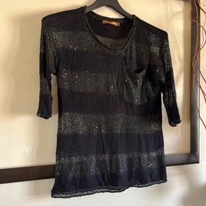 80’s black see thru embellished sweater